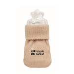 Small polyester hand warmer, hot water system beige colour view with print area