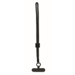 Adjustable RPET wrist strap, mobile use, 25 cm black colour second view
