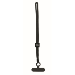 Adjustable RPET wrist strap, mobile use, 25 cm black colour second main view