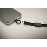 Adjustable RPET wrist strap, mobile use, 25 cm black colour fifth photographic view
