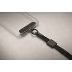 Adjustable RPET wrist strap, mobile use, 25 cm black colour sixth photographic view