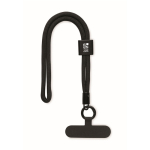 Adjustable RPET wrist strap, mobile use, 25 cm black colour view with print area