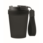 Leakproof travel mug, RPET polyester strap, 300 ml black colour