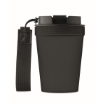 Leakproof travel mug, RPET polyester strap, 300 ml black colour fourth view