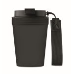 Leakproof travel mug, RPET polyester strap, 300 ml black colour fifth view