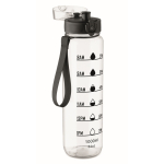 Plastic bottle, time markers, flip lid, 1 L transparent colour second view