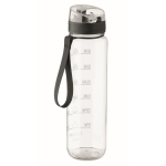 Plastic bottle, time markers, flip lid, 1 L transparent colour third view