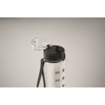 Plastic bottle, time markers, flip lid, 1 L transparent colour fifth photographic view