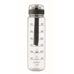 Plastic bottle, time markers, flip lid, 1 L transparent colour eighth view