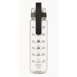 Plastic bottle, time markers, flip lid, 1 L transparent colour