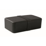 Plastic lunchbox, elastic closing band, 750 ml black colour