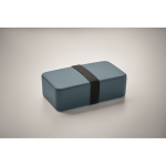 Plastic lunchbox, elastic closing band, 750 ml matt black colour third photographic view