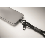 RPET wrist strap, charging and data cable black colour sixth photographic view