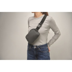 PU waist bag, main compartment, back pocket dark grey colour seventh photographic view