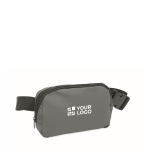 PU waist bag, main compartment, back pocket dark grey colour view with print area