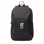 Laptop backpack, multiple external pockets, 15'' navy-blue colour view with print area