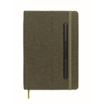 Hardcover notebook, mobile stand function, A5, ruled pages dark green colour