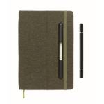Hardcover notebook, mobile stand function, A5, ruled pages dark green colour sixth view