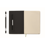 Hardcover notebook, mobile stand function, A5, ruled pages dark green colour eighth view