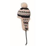 Fleece and polyester beanie, ear flaps, adult size grey colour second view