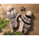Fleece and polyester beanie, ear flaps, adult size grey colour ambient view