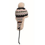 Fleece and polyester beanie, ear flaps, adult size grey colour fourth view