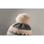 Fleece and polyester beanie, ear flaps, adult size grey colour fifth photographic view