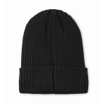 Unisex knitted beanie, assorted colours, custom patch black colour second view