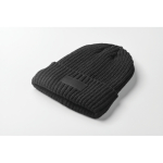 Unisex knitted beanie, assorted colours, custom patch black colour third photographic view