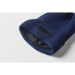 Unisex knitted beanie, assorted colours, custom patch blue colour fourth photographic view