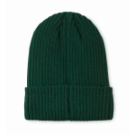Unisex knitted beanie, assorted colours, custom patch dark green colour second view