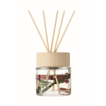 Diffuser with 6 reeds, vanilla scent, decorative flowers transparent colour