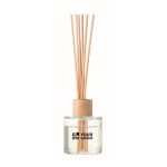 Elegant fragrance diffuser, vanilla scent, bamboo detail transparent colour view with print area