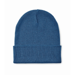 Classic polyester beanie, cuffed, one size blue colour