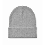 Classic polyester beanie, cuffed, one size grey colour