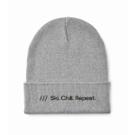 Classic polyester beanie, cuffed, one size grey colour main view