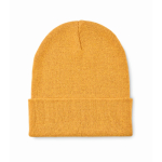 Classic polyester beanie, cuffed, one size yellow colour