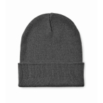 Classic polyester beanie, cuffed, one size dark grey colour
