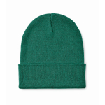 Classic polyester beanie, cuffed, one size dark green colour