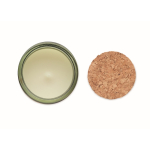 Vanilla-scented candle, vegetable wax, cork lid green colour fourth view