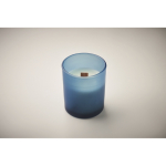 Vanilla-scented candle, vegetable wax, wooden wick blue colour second photographic view