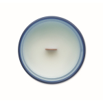 Vanilla-scented candle, vegetable wax, wooden wick blue colour fifth view