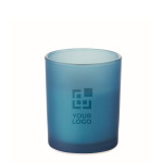 Vanilla-scented candle, vegetable wax, wooden wick blue colour view with print area