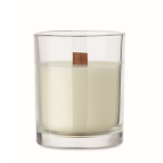 Vanilla-scented candle, vegetable wax, wooden wick transparent colour