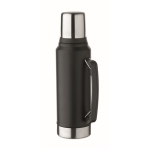 Recycled stainless steel flask, 1 cup, side handle, 1 L black colour