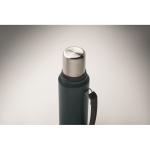 Recycled stainless steel flask, 1 cup, side handle, 1 L navy-blue colour third photographic view
