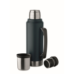 Recycled stainless steel flask, 1 cup, side handle, 1 L navy-blue colour sixth view