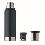 Recycled stainless steel flask, 1 cup, side handle, 1 L navy-blue colour seventh view