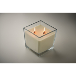 Extra-large vanilla-scented candle, 2 wooden wicks transparent colour second photographic view