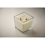 Extra-large vanilla-scented candle, 2 wooden wicks transparent colour third photographic view